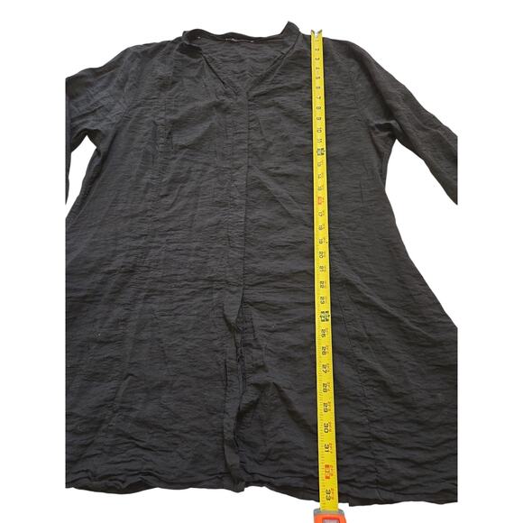 Womens Cut Loose Black Tunic Button-Up 3/4 Sleeve XL‎ Dress Pockets EUC - Picture 3 of 15